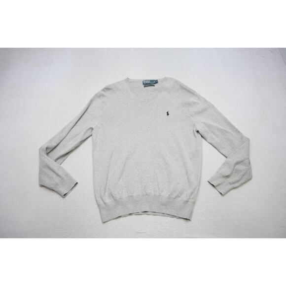 Polo Ralph Lauren Pima V Neck Pullover Sweater Gray Long Sleeve Mens Sz Large - Picture 5 of 9